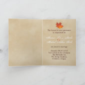Invitation Automne Orange Fall in Love Feuille Mariage (Intérieur)