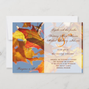 Invitation Automne Orange Feuille Mariage de automne Invitati