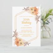 Invitation Automne Orange Fleur Or Blanc Femme Adulte (Debout devant)