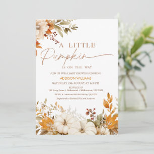 Invitation Automne Orange Floral Petit Baby shower Citrouille