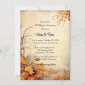 Invitation Automne Orange Foliage Rustique Mariage Célébratio (Devant)