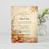 Invitation Automne Orange Foliage Rustique Mariage Célébratio (Debout devant)