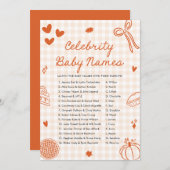 Invitation Automne Orange Main Drawn Celebrity Baby Name Jeu (Devant / Derrière)