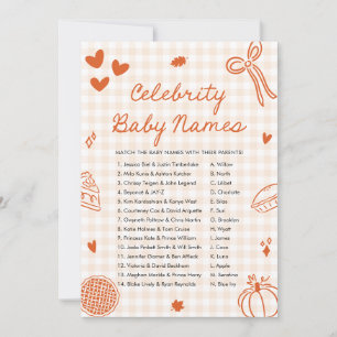 Invitation Automne Orange Main Drawn Celebrity Baby Name Jeu