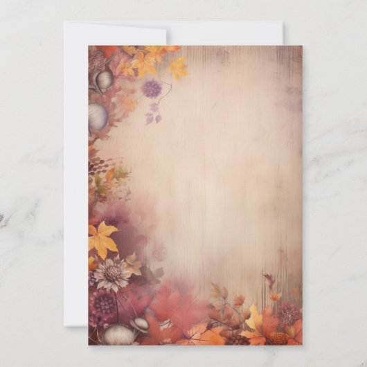 Invitation Automne Orange Purple Tree Rustique Mariage Célébr (Dos)