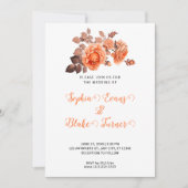 Invitation Automne Orange Rose Bouquet Mariage blanc (Devant)