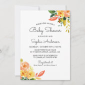 Invitation Automne Pêche Florale Adorable Baby shower Automne (Devant)