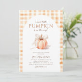 Invitation Automne Petit Baby shower Citrouille Neutre selon (Debout devant)