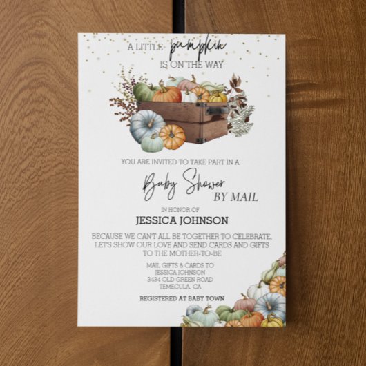 Invitation Automne Petit Baby shower Citrouille Par Courrier