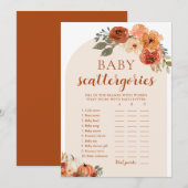 Invitation Automne Petit Baby shower Citrouille Scattegories  (Devant / Derrière)