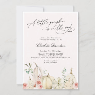 Invitation Automne Petit Citrouille Blush rose fille Baby sho