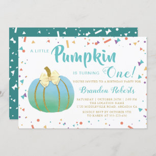 Invitation Automne Petit garçon Citrouille 1er anniversaire P