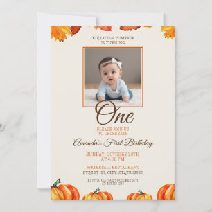 Invitation Automne Photo Citrouille Baby 1er anniversaire