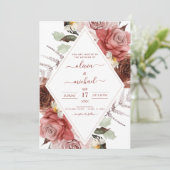 Invitation Automne Photo Mariage Automne Floral Eucalyptus (Debout devant)