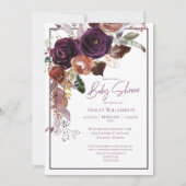 Invitation Automne Plum d'hiver, rose et Baby shower d'or (Devant)