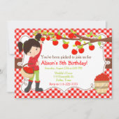 Invitation Automne Pomme cueillir les cheveux noirs Anniversa (Devant)