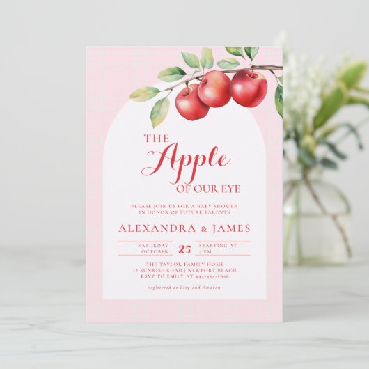 Invitation Automne Pomme moisson Boho Coed rose mignonne fill (Debout devant)