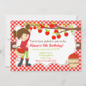 Invitation Automne Pomme ramassage Brunette Anniversaire (Devant)