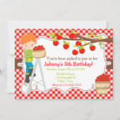 Invitation Automne Pomme ramasser Cheveux rouges Anniversaire (Devant)