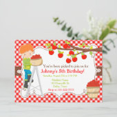 Invitation Automne Pomme ramasser Cheveux rouges Anniversaire (Debout devant)