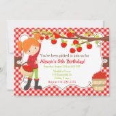 Invitation Automne Pomme ramasser Cheveux rouges Anniversaire (Devant)