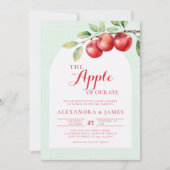 Invitation Automne Pomme Récolte Boho Coed Baby shower vert (Devant)