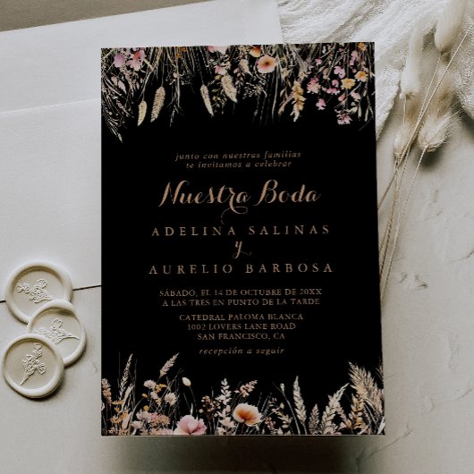 Invitation Automne prairie sauvage Floral Nuestra Boda Mariag