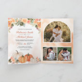 Invitation Automne Pumpkin Floral Code QR Photo de mariage (Intérieur)