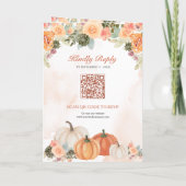 Invitation Automne Pumpkin Floral Code QR Photo de mariage (Dos)