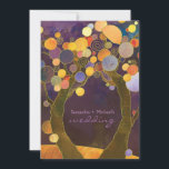 Invitation Automne Purple Love Trees Romantique Mariage<br><div class="desc">Arbres d'Amour Artistique et capricieux dans les couleurs d'automne arrière - plan texturé rustique dans les tons violets illustrés sur les invitations officielles de mariage personnalisées. Toutes les belles couleurs d'automne utilisées dans le design rendent cette invitation parfaite pour votre cérémonie MARIAGE DE AUTOMNE MODERNE ! Vous pouvez facilement personnaliser...</div>