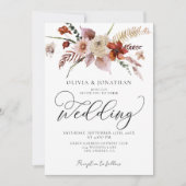 Invitation Automne QR Code tout en un Mariage budgétaire flor (Devant)