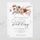 Invitation Automne QR Code tout en un Mariage budgétaire flor (Devant / Derrière)