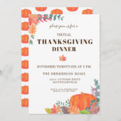 Invitation Automne Quitte le dîner virtuel de Thanksgiving Ci (Devant / Derrière)