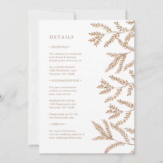 Invitation Automne Quitte le Mariage d'aquarelle tout en un (Dos)