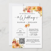 Invitation Automne quitte Mariage Moderne Minimal QR Code pho (Devant)