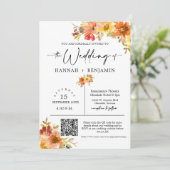 Invitation Automne quitte Mariage Moderne Minimal QR Code pho (Debout devant)