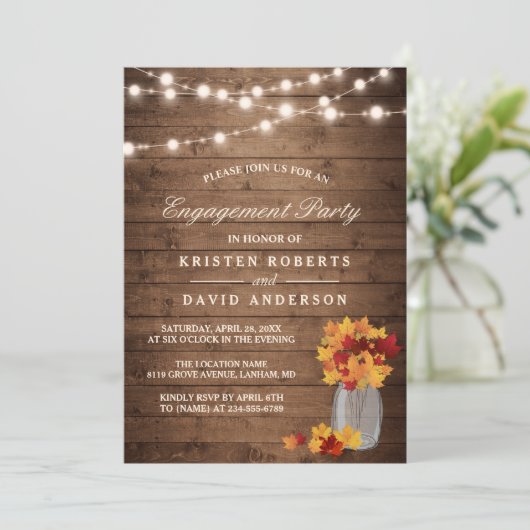 Invitation Automne quitte Mason Jar Rustic Engagement Party (Debout devant)