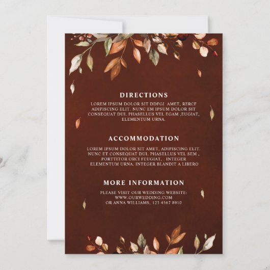 Invitation Automne Quitte Russe Pays Boho Mariage Dans (Dos)
