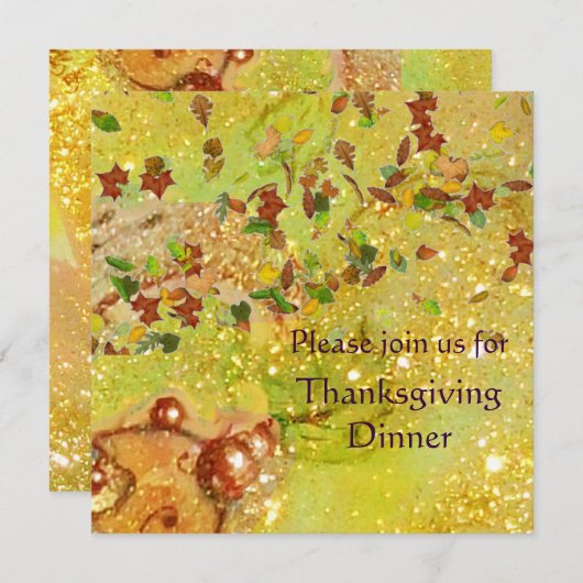 Invitation AUTOMNE QUITTE Thanksgiving Dîner (Devant / Derrière)