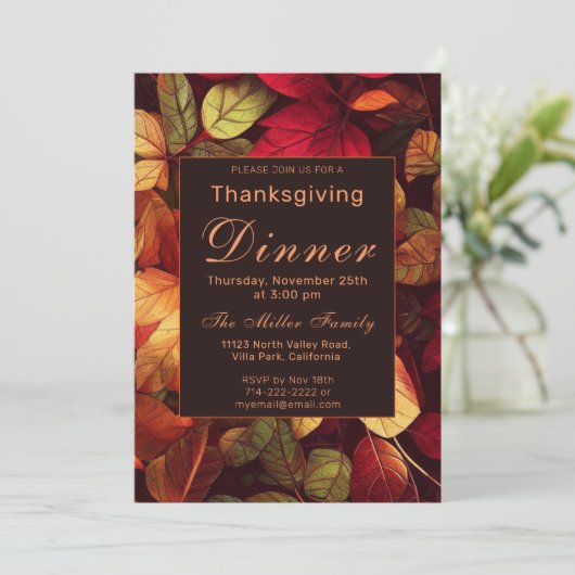 Invitation Automne Quitte Thanksgiving Dîner (Debout devant)