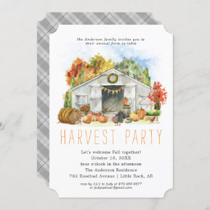 Invitation Automne Récolte Grange Thanksgiving Dîner