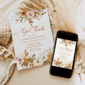 Invitation Automne Remerciements Thanksgiving Dîner rustique