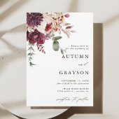 Invitation Automne Romance Aquarelle Floral Mariage Élégant