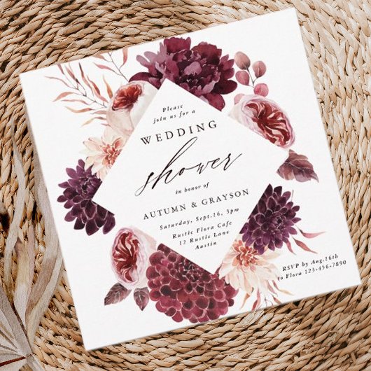 Invitation Automne Romance Aquarelle Wedding shower Floral
