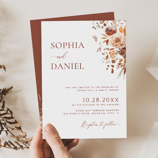 Invitation Automne Romance Blooms Mariage