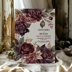 Invitation Automne Romance Bourgogne Aquarelle Mariage