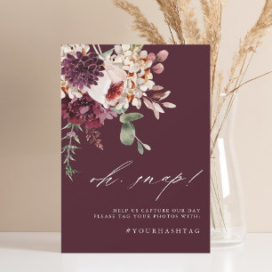 Invitation Automne Romance Floral Bourgogne Oh Snap Sign Card