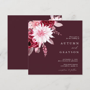 Invitation Automne Romance Gold Frame Floral Mariage