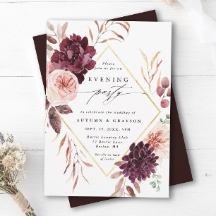 Invitation Automne Romance Gold Frame Mariage Soirée