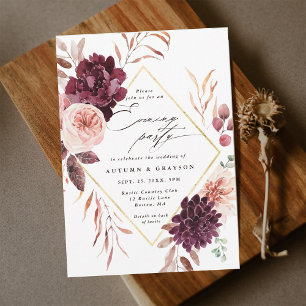 Invitation Automne Romance Gold Frame Mariage Soirée